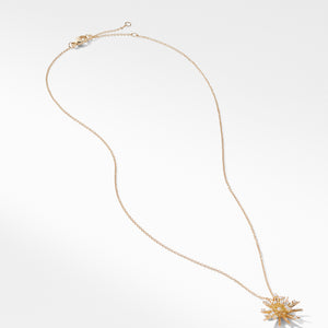 Supernova Small Pendant Necklace with Diamonds in 18K Gold, 18" Length