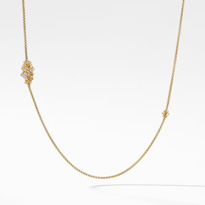 Crossover Station Necklace with Diamonds in 18K Gold, 36" Length