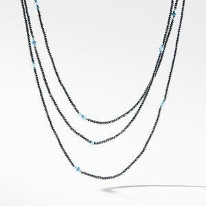 Mustique Beaded Necklace with Hematine, Turquoise and Light Blue Topaz