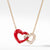 Load image into Gallery viewer, Double Heart Pendant Necklace with Diamonds, Red Enamel and 18K Gold