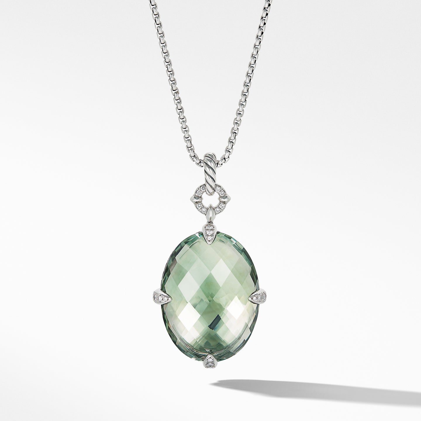 Châtelaine® Statement Pendant Necklace in Prasiolite with Diamonds