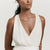 Model Wearing Crossover Bar Necklace with Diamonds