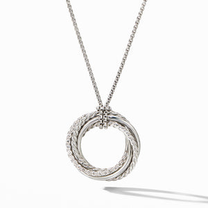 David Yurman Sterling Silver Crossover Pendant Necklace with Diamonds
