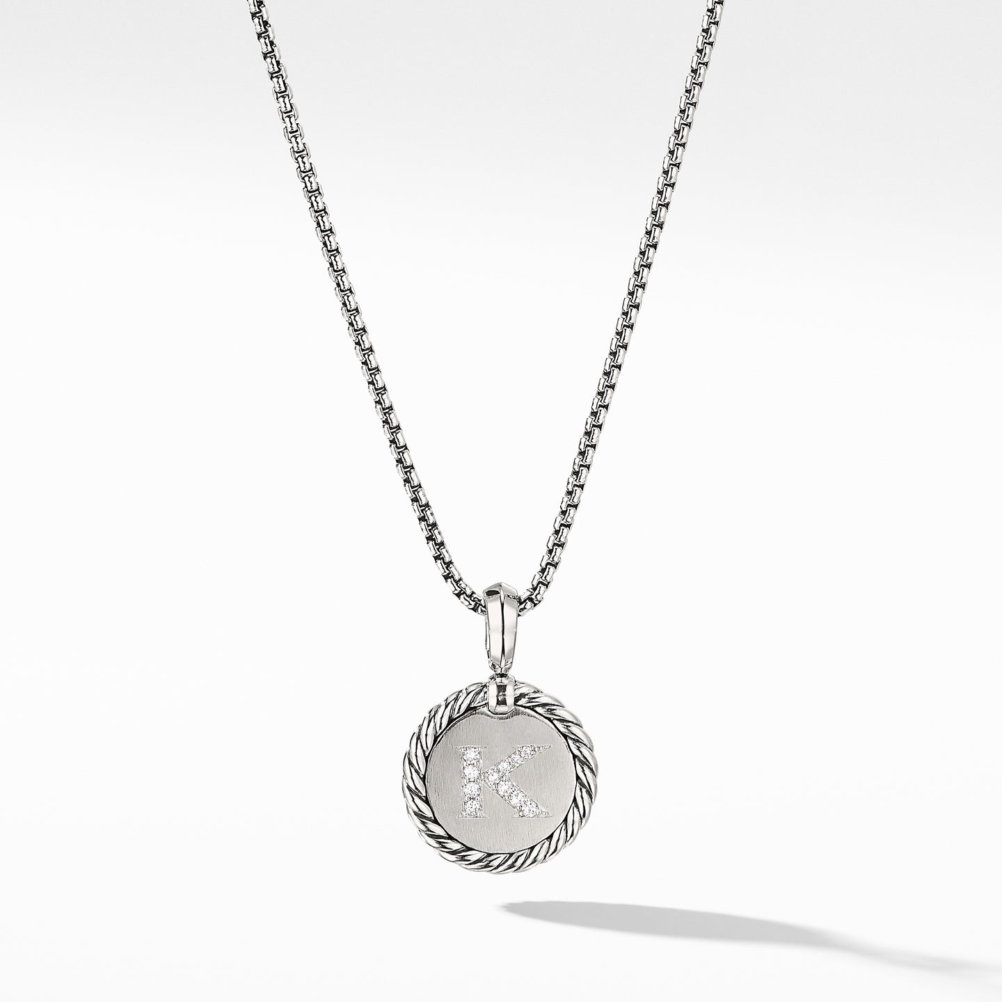 David Yurman K Initial Charm Necklace with Diamonds