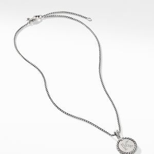 David Yurman K Initial Charm Necklace with Diamonds on Box Chain