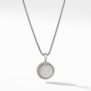 Initial "R" Charm Necklace with Diamonds