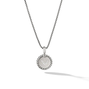 Initial "V" Charm Necklace with Diamonds