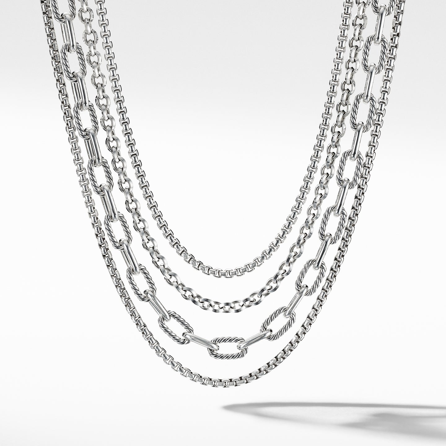 Four-Row Mixed Chain Bib Necklace