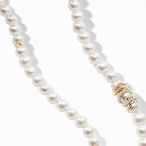 Helena Pearl Strand Necklace in 18K Yellow Necklace with Diamonds, 18" Length