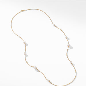 Pearl Cluster Chain Necklace in 18K Yellow Gold with Diamonds, 36" Length