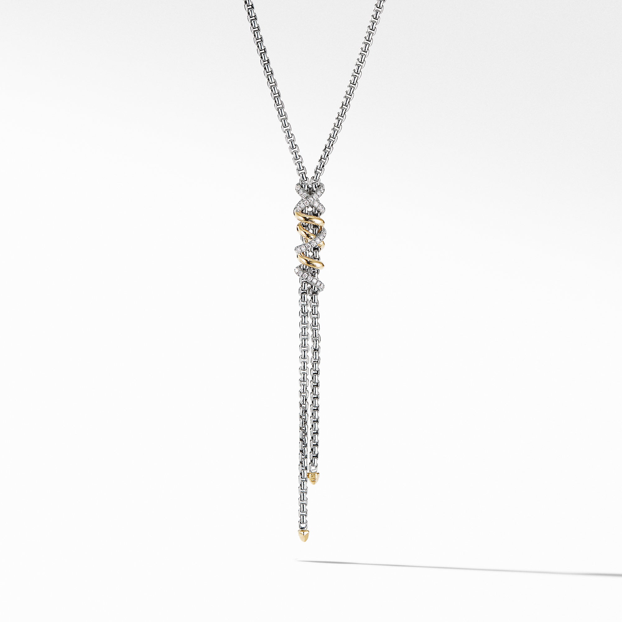 Helena Y Necklace in Sterling Silver and 18K Yellow Gold with Diamonds