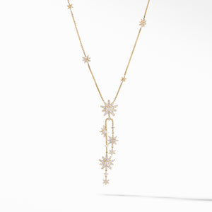 Starburst Cluster Necklace in 18K Yellow Gold with Pavé Diamonds, 18" Length