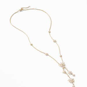Starburst Cluster Necklace in 18K Yellow Gold with Pavé Diamonds, 18" Length