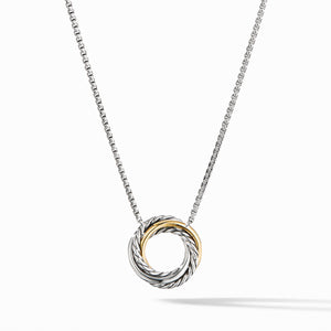 David Yurman Crossover Mini Pendant Necklace in Sterling Silver and 18K Yellow Gold