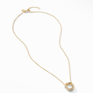 David Yurman 17" Crossover Mini Pendant Necklace in 18K Yellow Gold with Diamonds