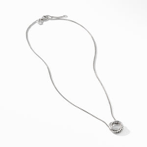 David Yurman Sterling Silver Crossover Mini Pendant Necklace with Diamonds