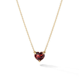 Heart Pendant Necklace in 18K Yellow Gold with Garnet