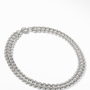Thoroughbred® Double Row Cushion Link Necklace in Sterling Silver, 17.5" Length