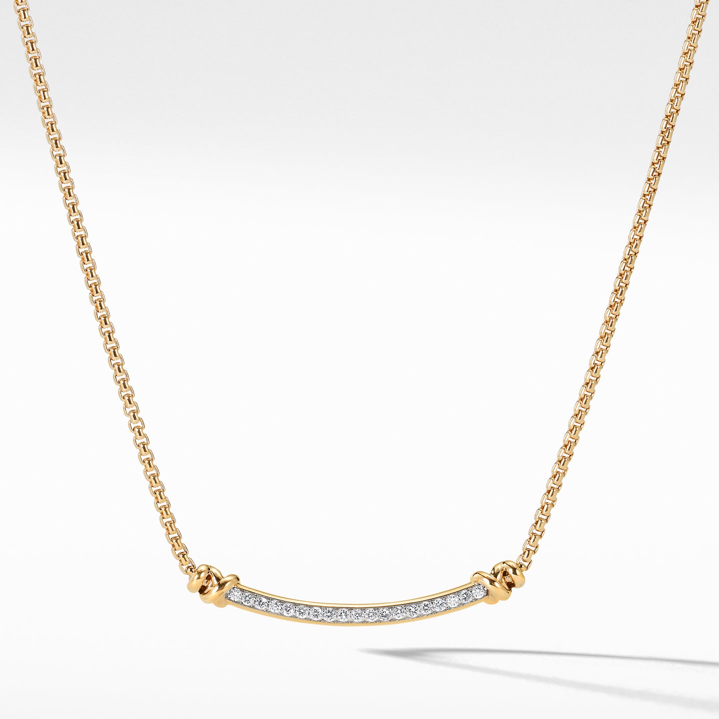 David Yurman Petite Helena Station Necklace in 18K Yellow Gold with Diamonds