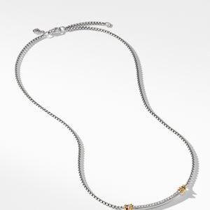 David Yurman Sterling Silver Petite Helena Station Necklace with 18k Yellow Gold and Diamonds