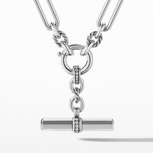 David Yurman Lexington Diamond Chain Link Necklace in Silver
