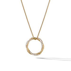 David Yurman Petite Infinity Necklace in 18K Yellow Gold with Pavé Diamonds