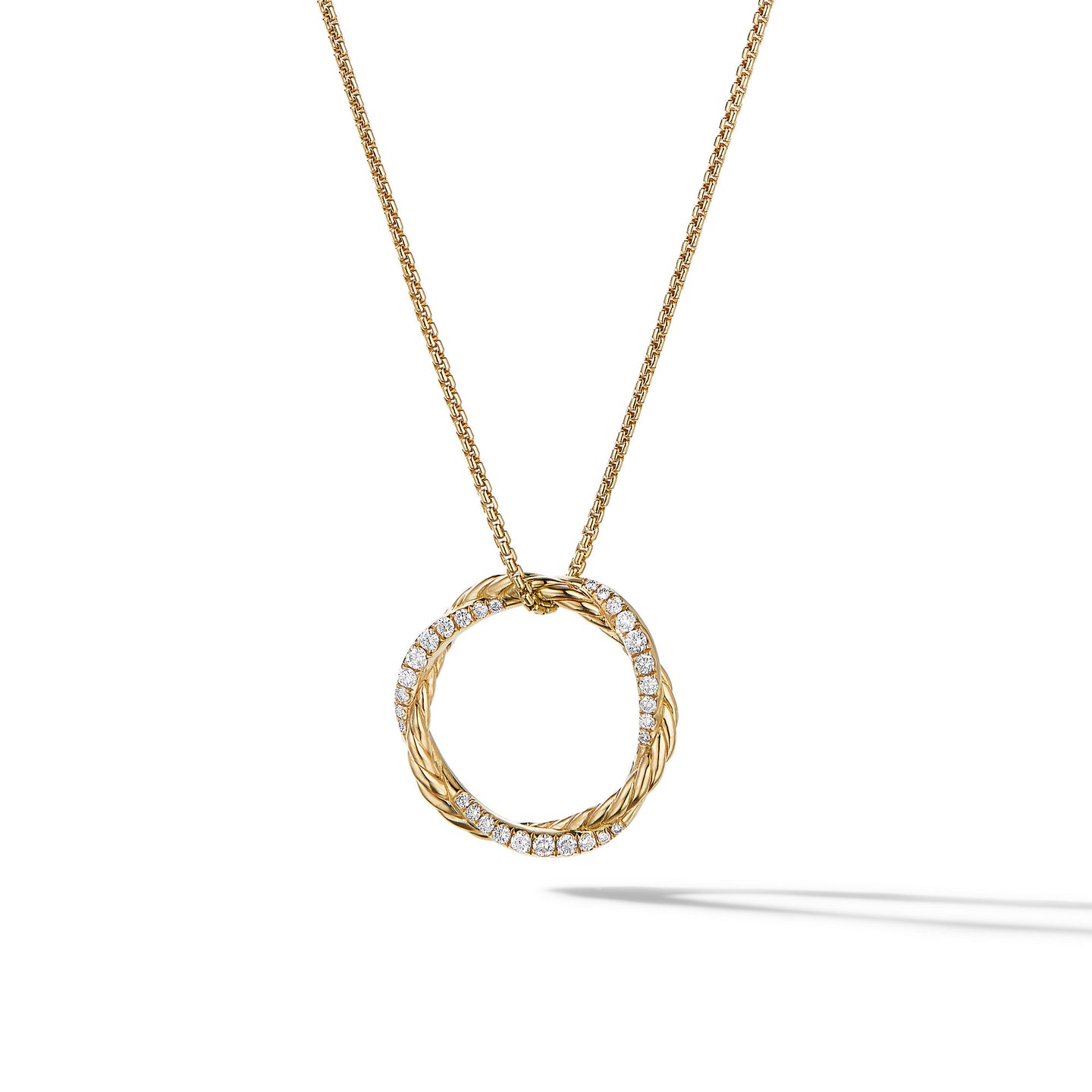 David Yurman Petite Infinity Necklace in 18K Yellow Gold with Pavé Diamonds