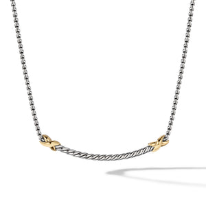 X Petite Bar Necklace with 18K Gold, 16" Length