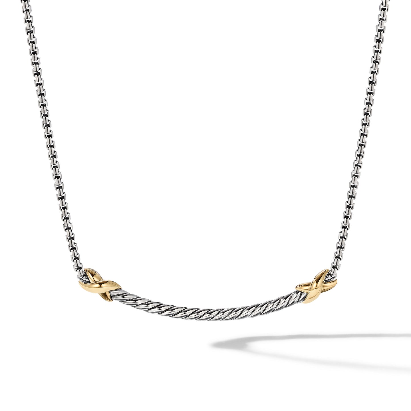 X Petite Bar Necklace with 18K Gold, 16