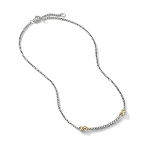 X Petite Bar Necklace with 18K Gold, 16" Length