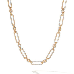 Lexington Chain Necklace in 18K Yellow Gold with Full Pavé Diamonds