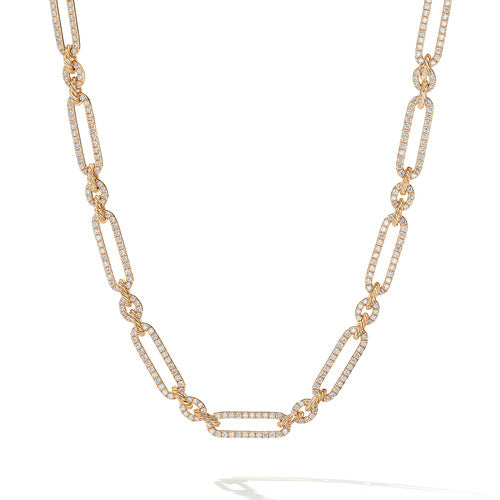 Lexington Chain Necklace in 18K Yellow Gold with Full Pavé Diamonds