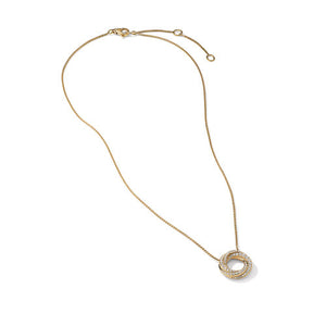 Petite Pavé Crossover Pendant Necklace in 18K Yellow Gold with Diamonds