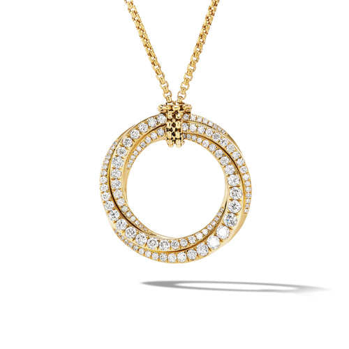 David Yurman Pavé Crossover Pendant Necklace in 18K Yellow Gold with Diamonds
