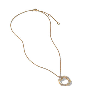 David Yurman Pavé Crossover Pendant Necklace in Yellow Gold with Diamonds