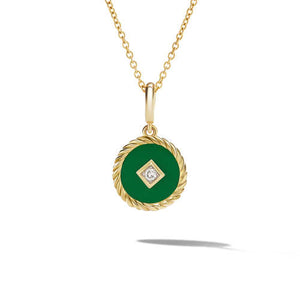 Cable Collectibles Emerald Green Enamel Charm Necklace with 18K Yellow Gold and Diamond