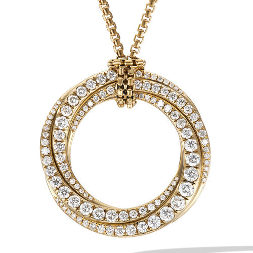 David Yurman Diamond Pavé Crossover Pendant in 18K Yellow Gold