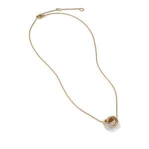 Modern Renaissance Double Pendant Necklace in 18K Yellow Gold with Full Pavé Diamonds