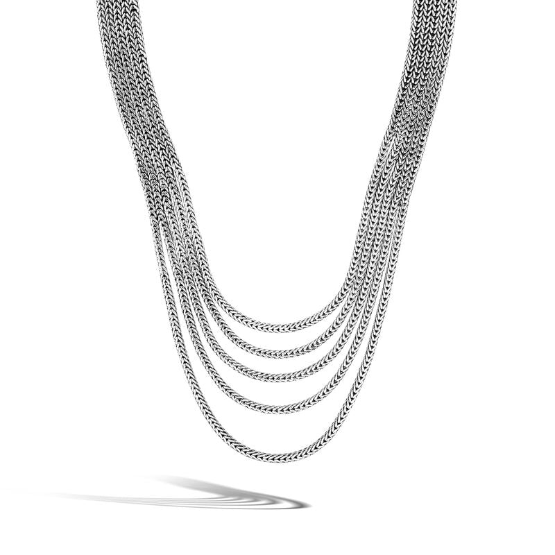 John Hardy Classic Chain Sterling Silver Woven Multi-row Necklace, 16