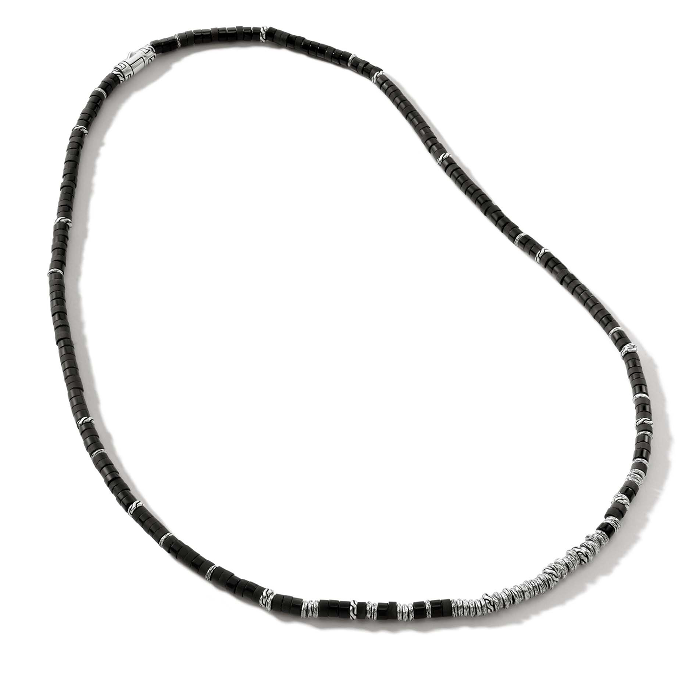 John Hardy Heishi Sterling Silver Necklace with Black Onyx Beads