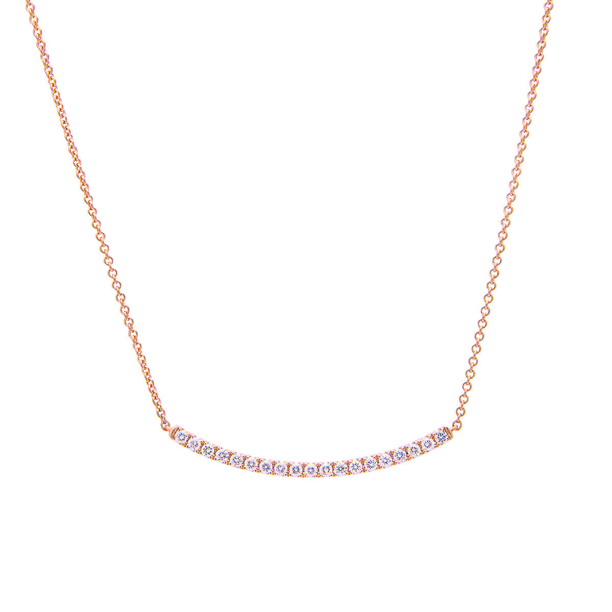 Sabel Collection 18K Rose Gold Curved Round Diamond Necklace