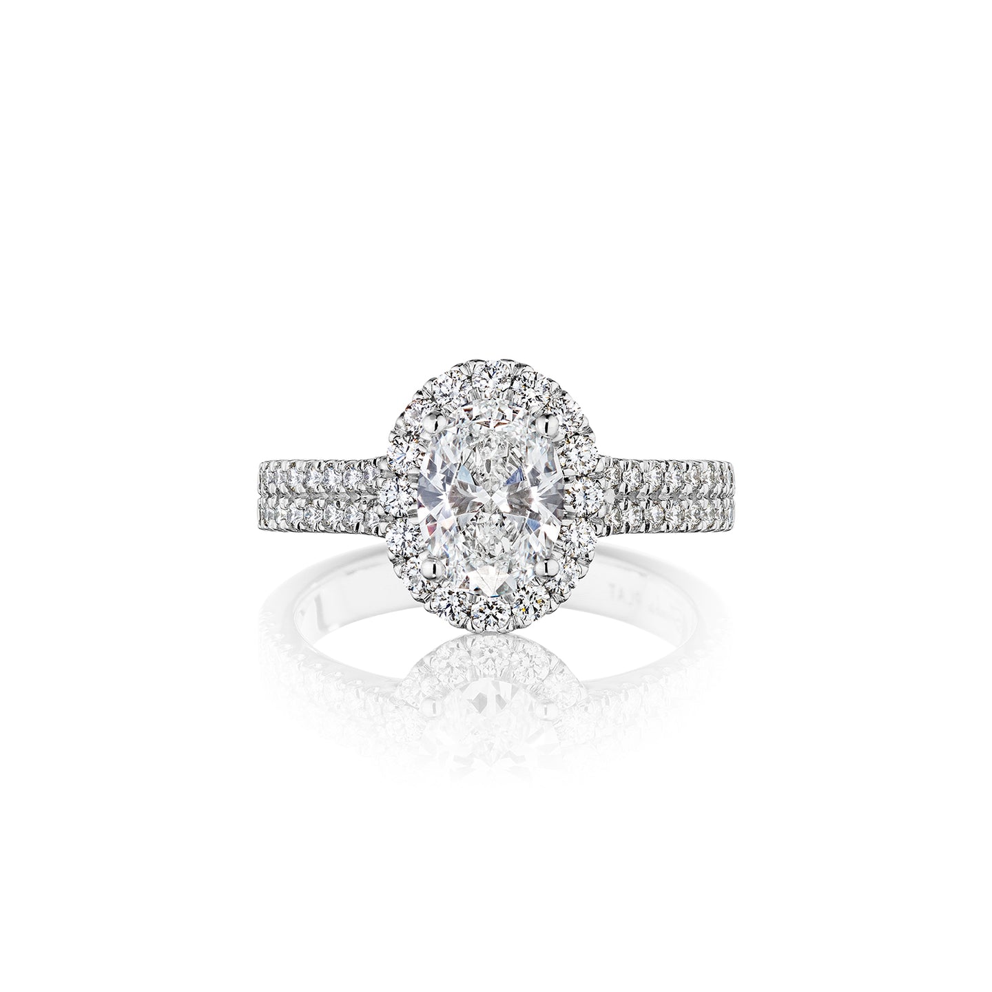The Studio Collection Oval Center Diamond and Halo Engagement Ring in Platinum