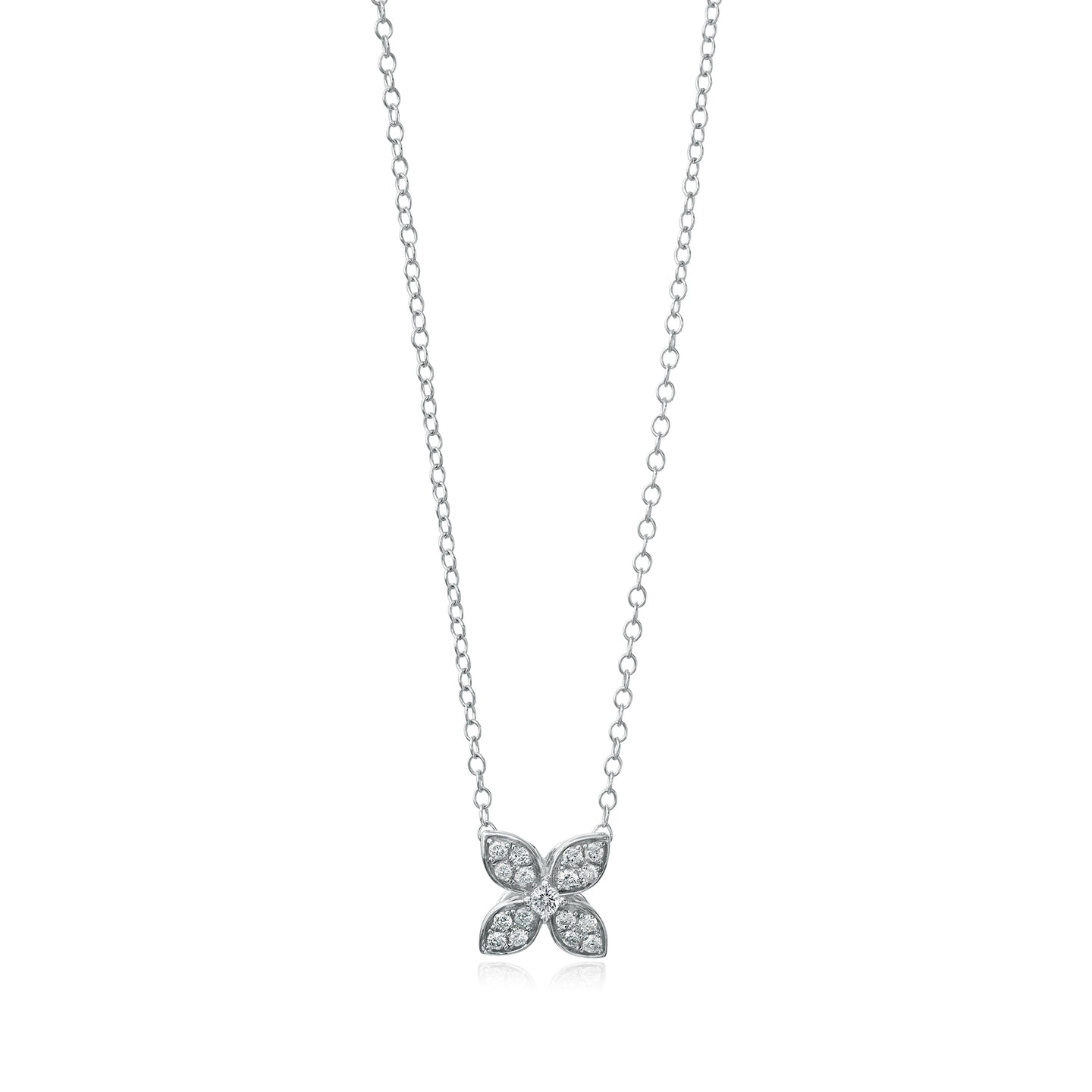 Sabel Collection 14K White Gold Diamond Flower Pattern Necklace