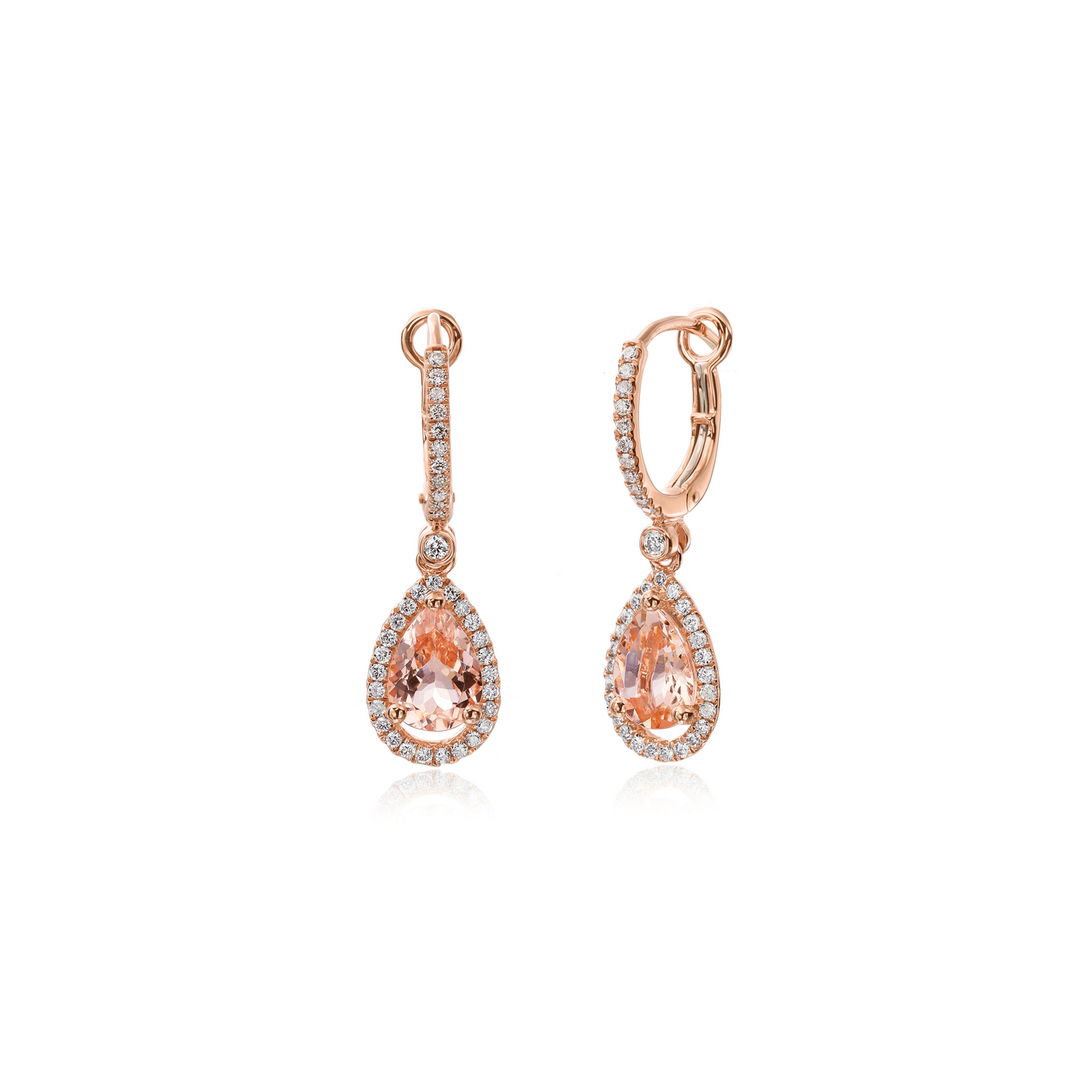 Sabel 14K Rose Gold Pear Morganite and Round Diamond Earrings