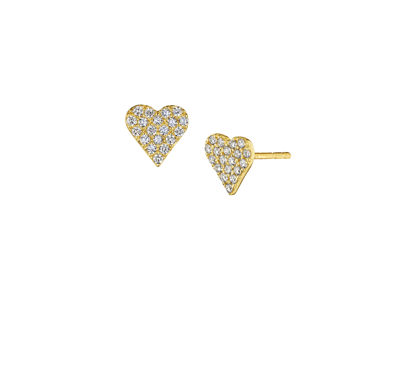 Sabel Collection Yellow Gold Round Diamond Heart Stud Earrings