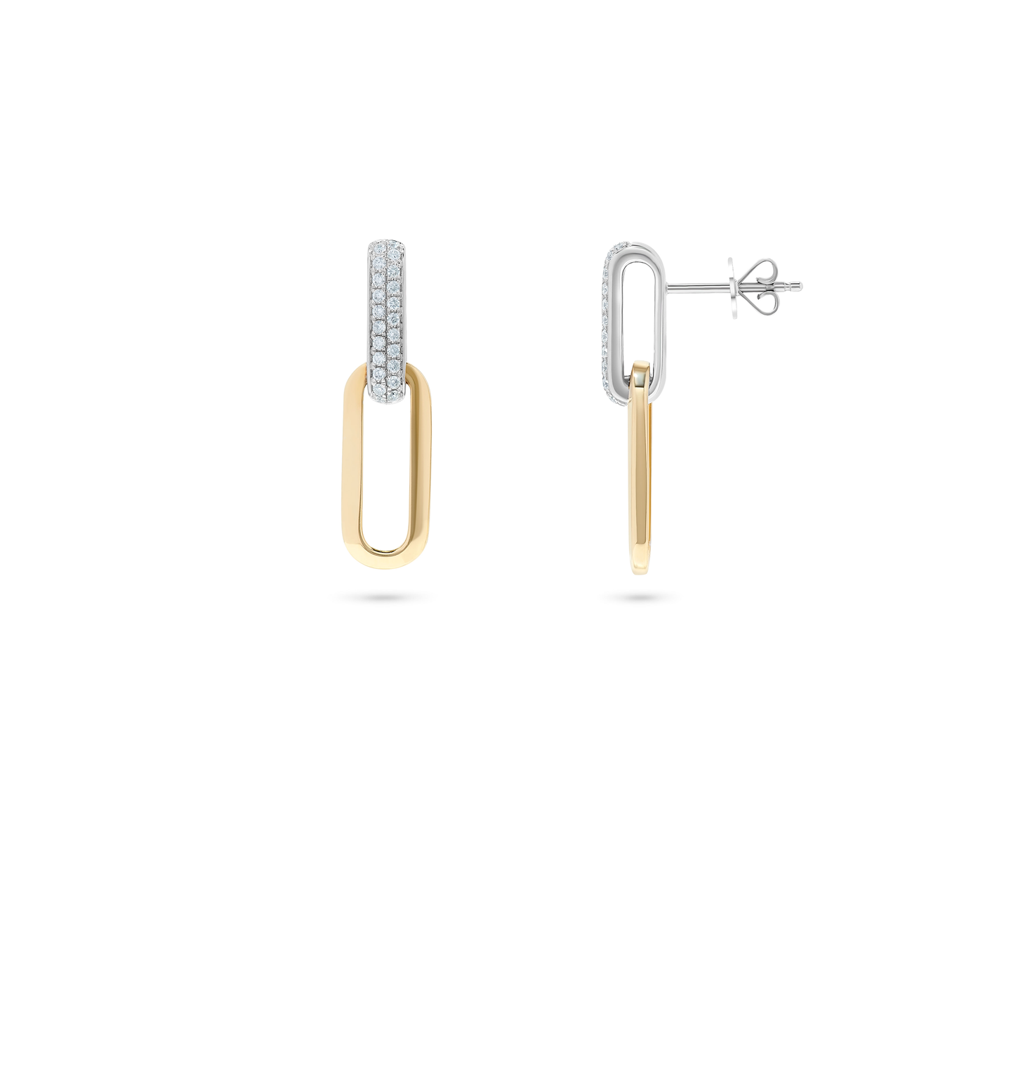 Sabel Collection Round Diamond and Gold Paperclip Earrings