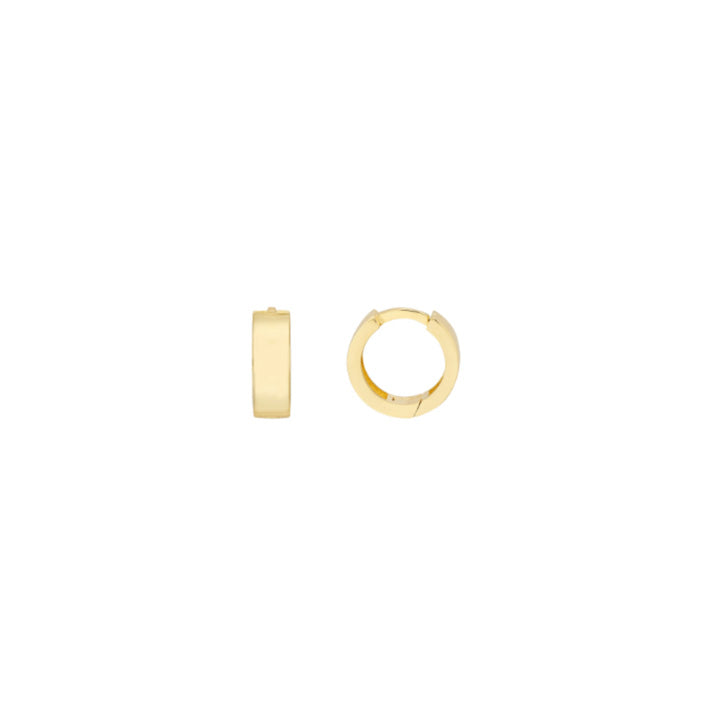 14K Yellow Gold Round Huggie Hoop Earrings