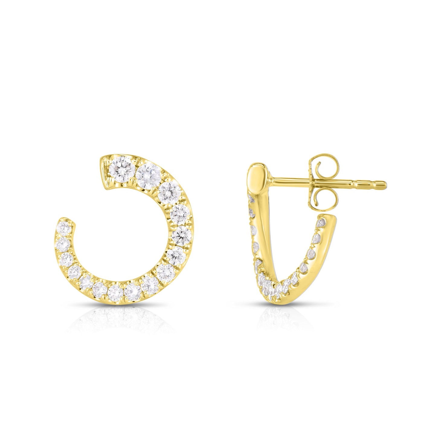Sabel 14K Yellow Gold Swirl Round Diamond Earrings