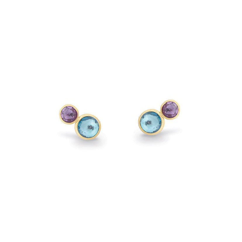 Marco Bicego Jaipur Color 18K Yellow Gold Amethyst and Blue Topaz Earrings