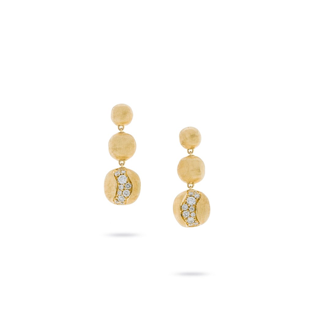 Marco Bicego Africa 18K Yellow Gold Constellation Short Graduated Diamond Drop Earrings